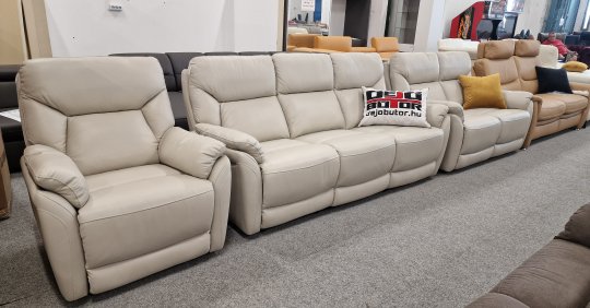 BOA 3+2+1szem. kanapék, ülőgarnitúra | VILÁGOSSZÜRKE Bőr 5 db TV relax üléssel